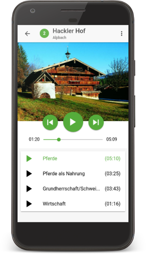 Screenshot Mobile App Museum Tiroler Bauernhöfe